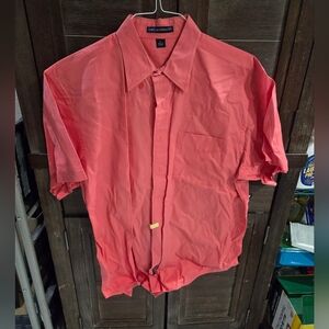 Port Authority Men's Short Sleeve Cotton Casual Shirt Large Melon Color